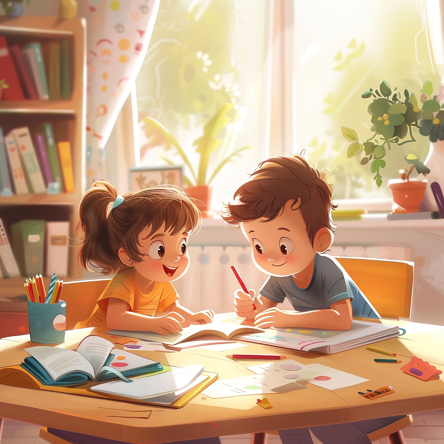 Happy kids learning with Pagidoo worksheets and storybooks